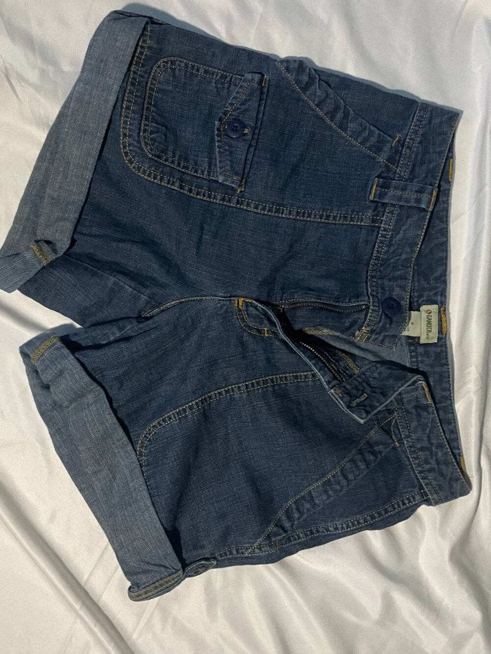 Mid wasted jean shorts